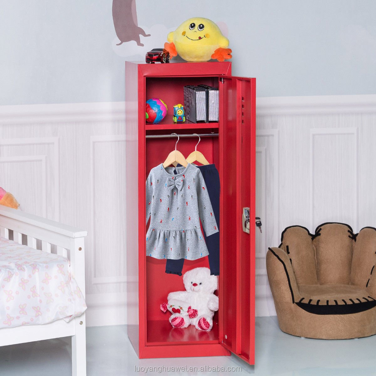 Luoyang home furniture children toy storage steel cupboard knock down metal colorful mini locker