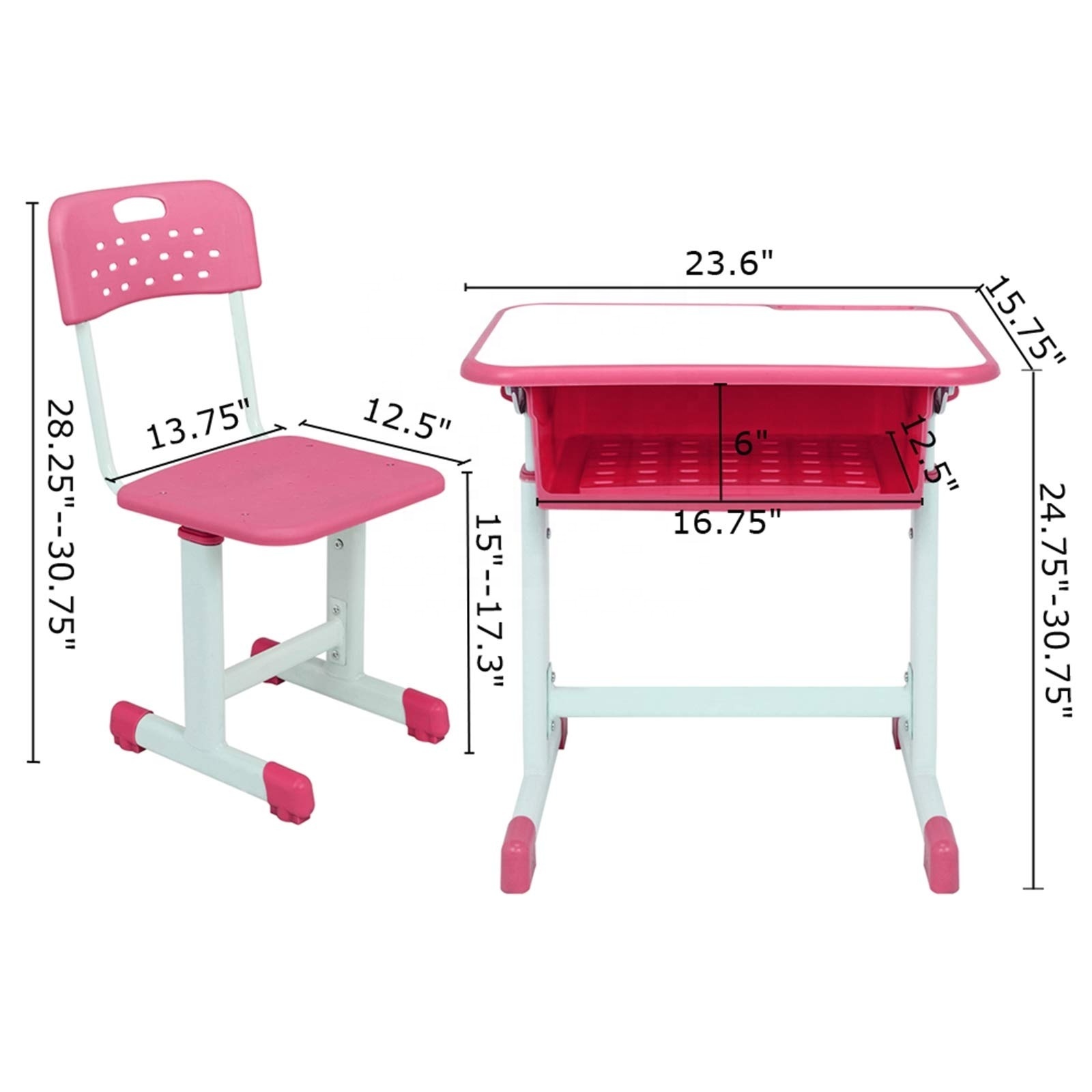 Classroom Furniture Single Metal Plastic Student Desk And Chair For Primary School Study Table With Chairs