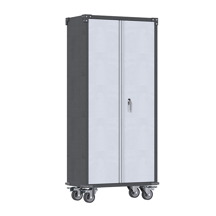 High Quality New Design Metal Cleaning Tool Broom Cabinet with Wheels Lockable