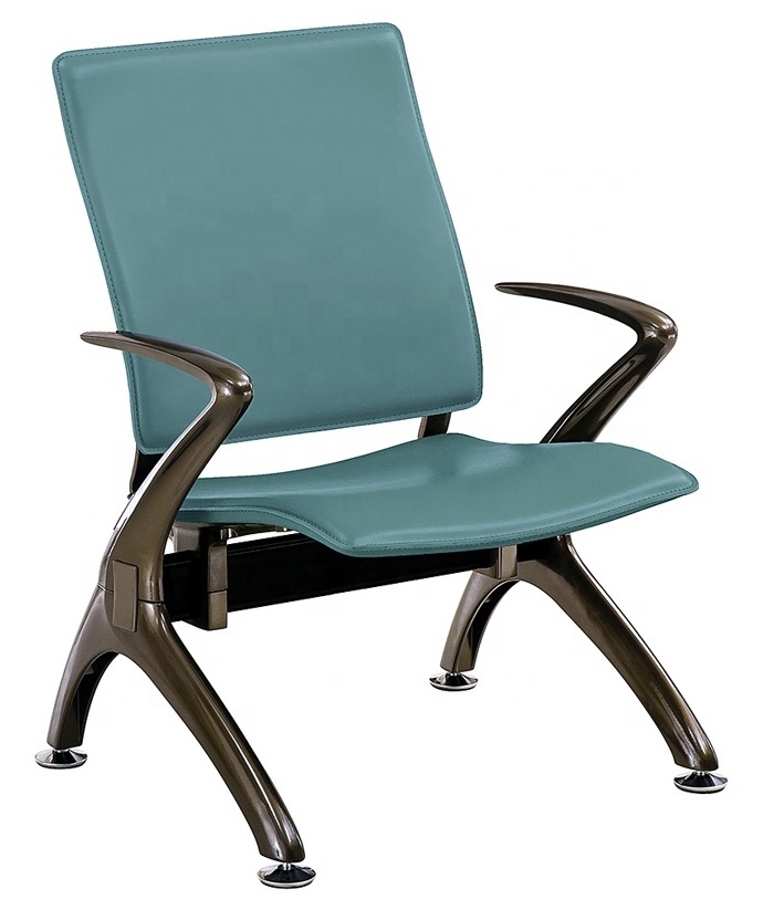 Public Area Railway Station Lounge Chair Steel Waiting Bench With PU Leather Cushion