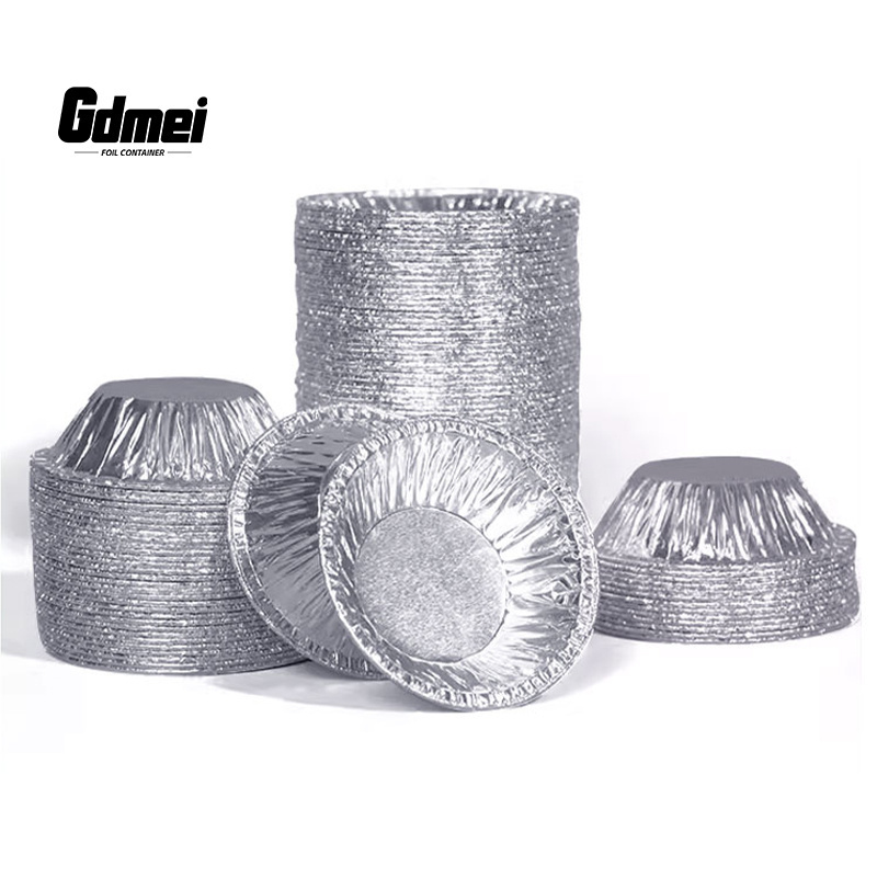 GDMEI 125ML Round Shaped Aluminum Cake Cup Mini Foil Cupcake Case Flan Baking Foil Container for Food