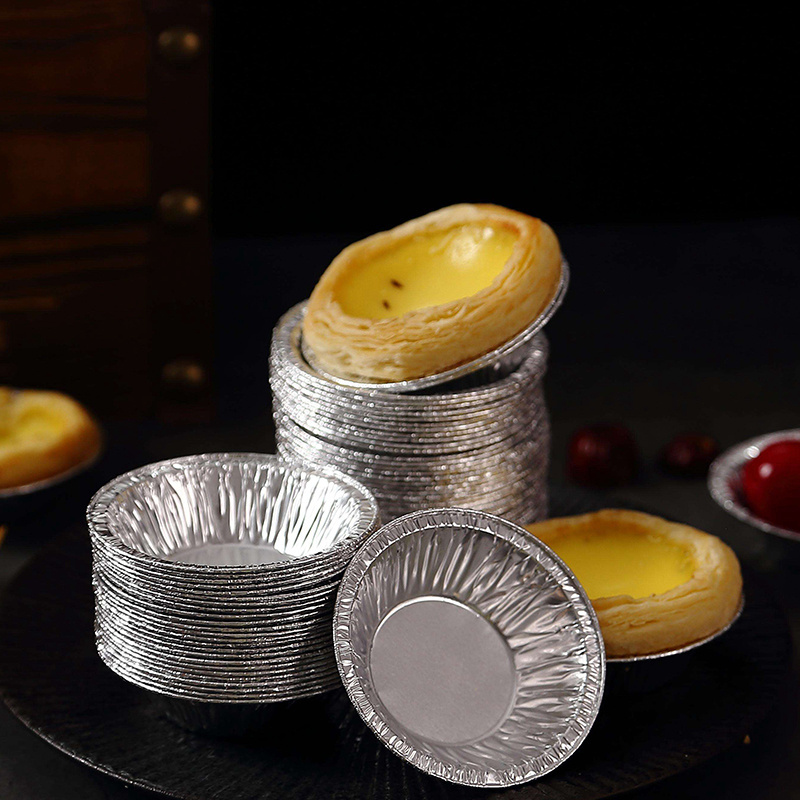 GDMEI 125ML Round Shaped Aluminum Cake Cup Mini Foil Cupcake Case Flan Baking Foil Container for Food