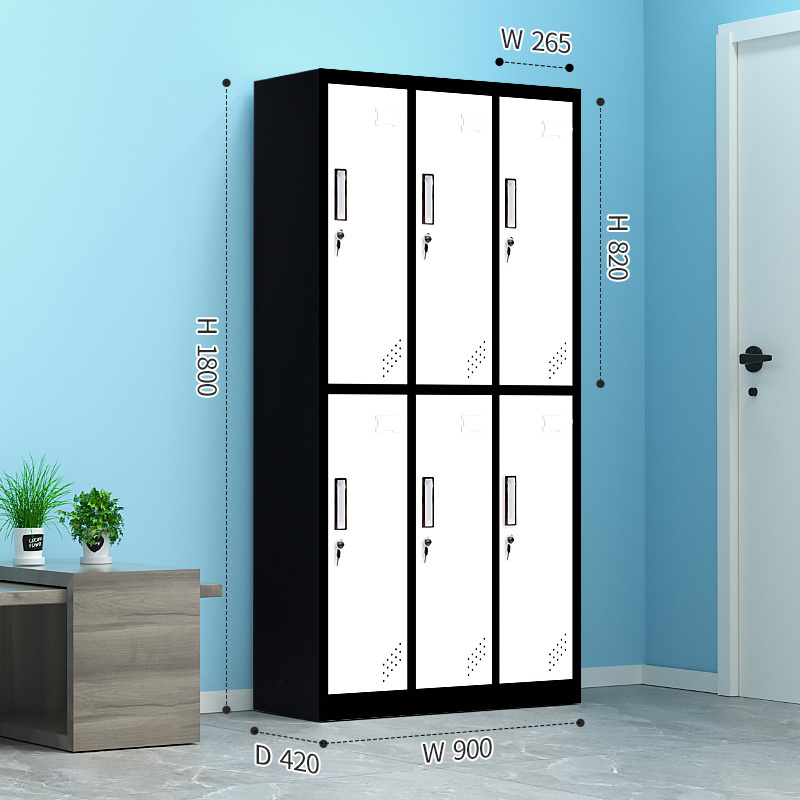 Custom designed steel furniture Metal locker 6-door gym commercial clothing locker storage closet