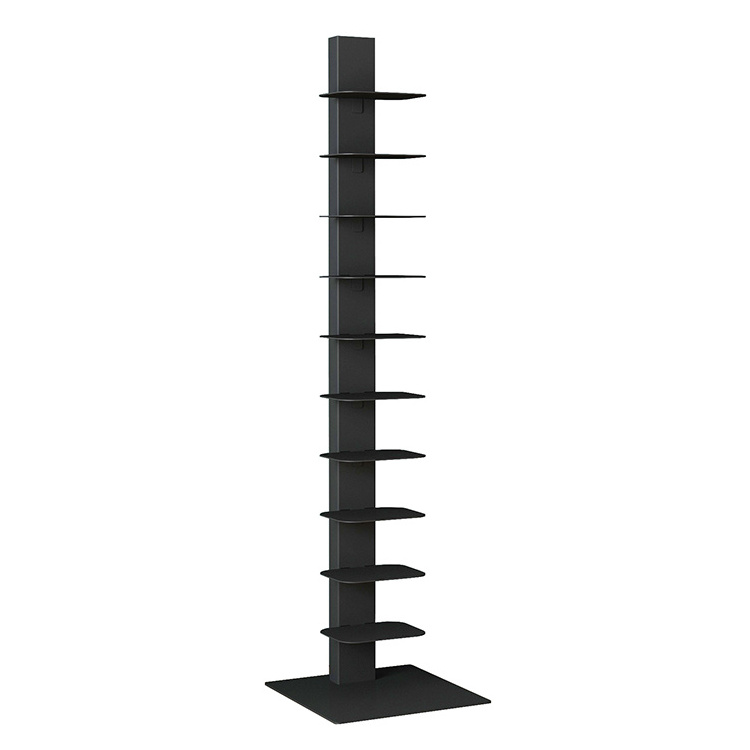 Tall Wall Book Tower Spine Vertical Bookshelf with 11 Storage Shelves