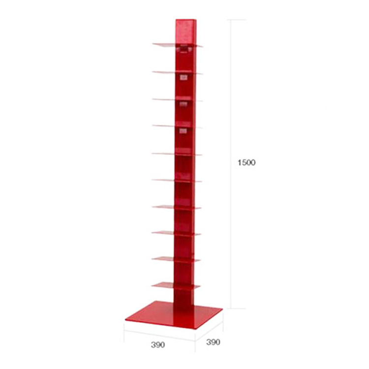 Tall Wall Book Tower Spine Vertical Bookshelf with 11 Storage Shelves