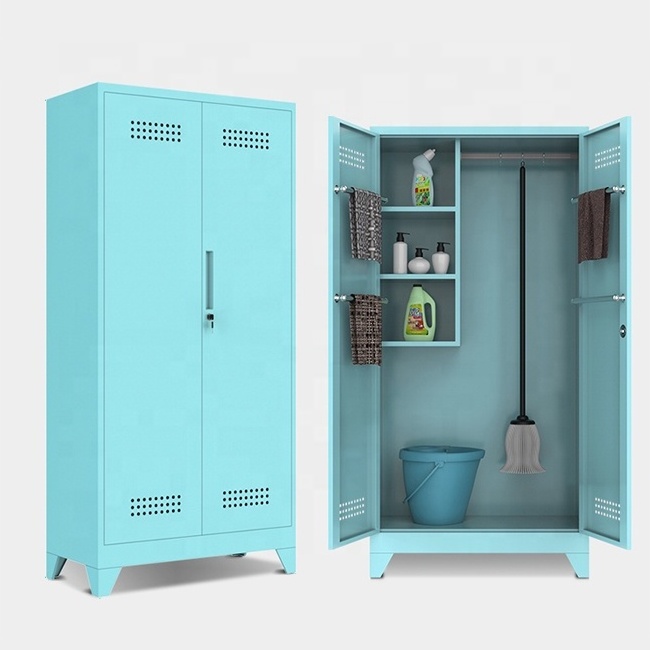 Steel cleaning cabinet with iron strap lock single - and double-door sanitary mop broom cabinet cleaning storage cabinet