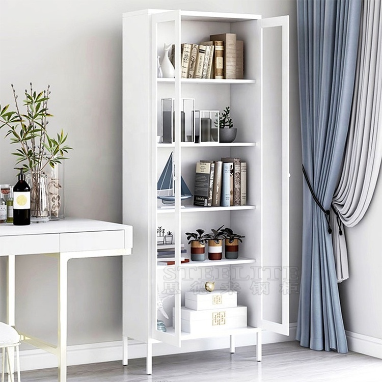 Living Room Bookshelf Storage Box Cabinet Children Toys Storage Book Shelf Bookcase Metal Book Shelf Cabinets with Glass Door