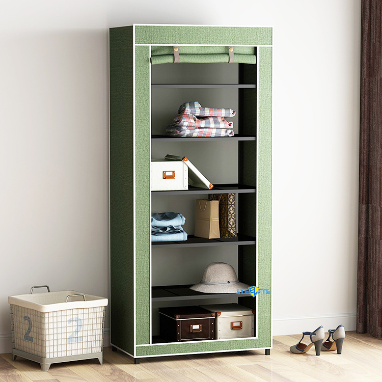 Modern Bedroom Furniture Portable Steel Wardrobe Designs Cheap Price Metal Clothes Wardrobe Closet Rack Shelf