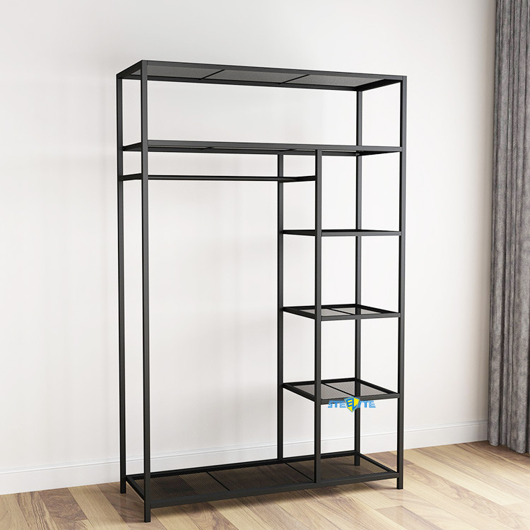 Modern Bedroom Furniture Portable Steel Wardrobe Designs Cheap Price Metal Clothes Wardrobe Closet Rack Shelf