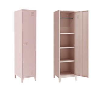 Wholesales pink bedroom standing legs steel vertical clothes storage locker metal locker