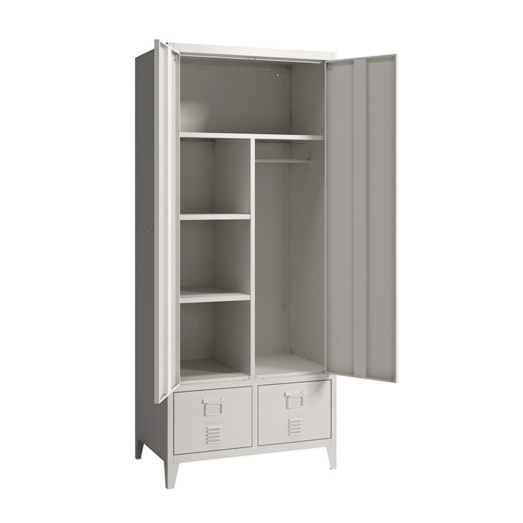 Metal Bedroom Furniture Children Clothes Storage Organizer Tall Armoire Wardrobe Closet Cabinet with Drawers