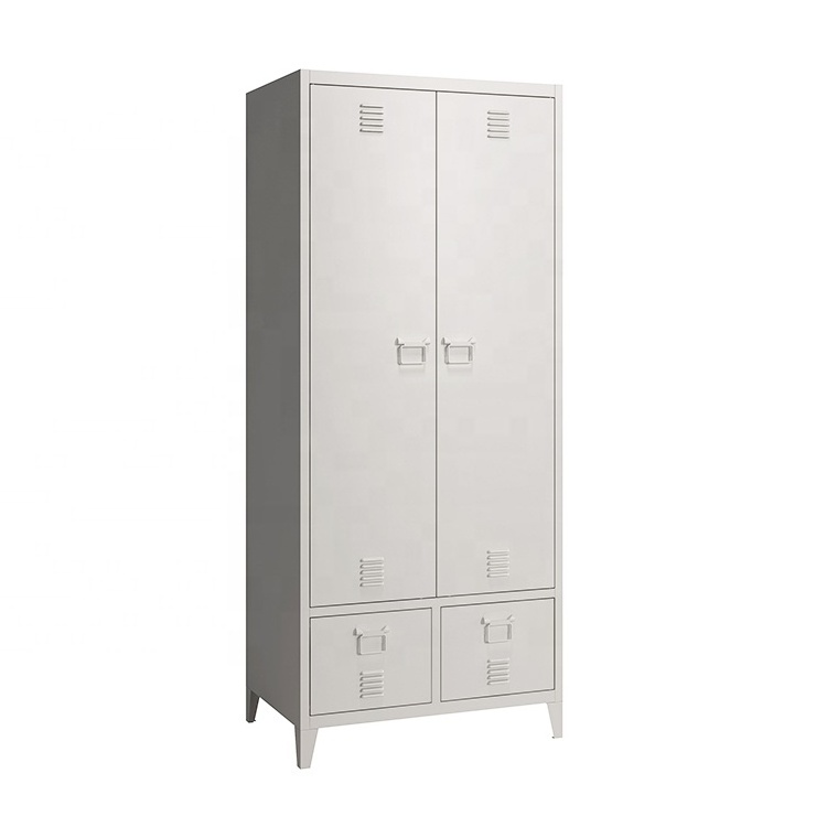 Metal Bedroom Furniture Children Clothes Storage Organizer Tall Armoire Wardrobe Closet Cabinet with Drawers