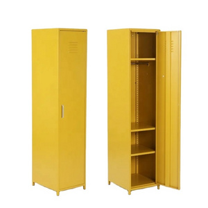 Single Door Metal Lockers Steel Cloth Storage Locker Wardrobe Corner Side Cabinet for Bedroom