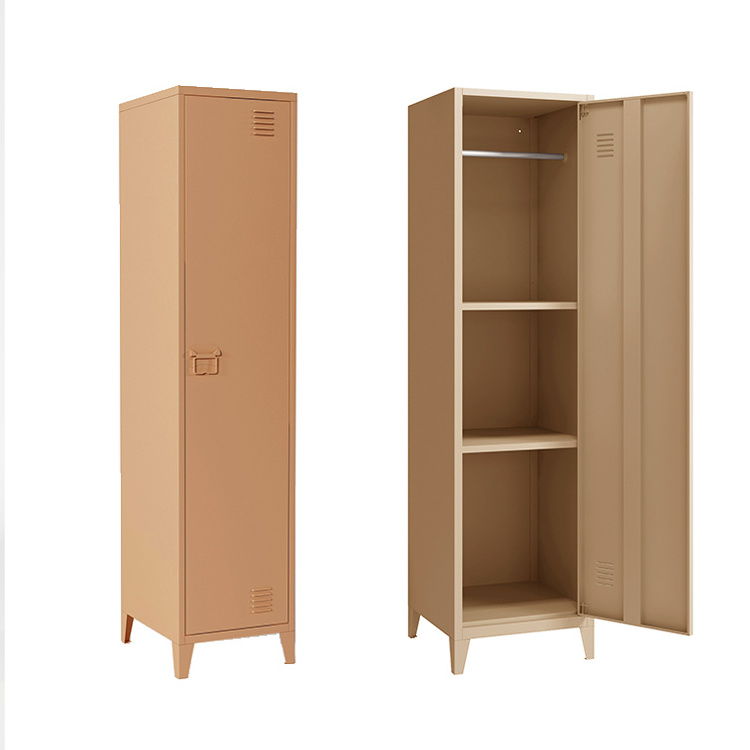 Single Door Metal Lockers Steel Cloth Storage Locker Wardrobe Corner Side Cabinet for Bedroom