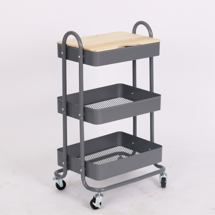 3-Tier Mesh Wire Rolling Cart Multifunction Utility Cart Kitchen Storage Cart On Wheels