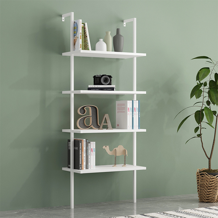 Ladder Shelving Unit 4 Tier Display Stand Book Shelf Wall Rack Cupboard