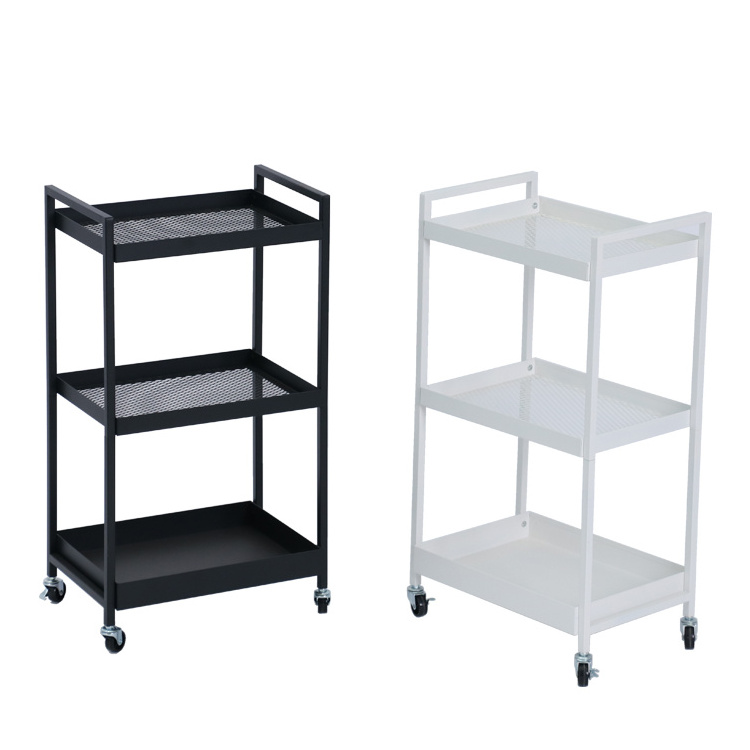 Steel 3-tier Rolling Storage Cart With Wheels Office Home Kitchen Organizer Shelf Storage Cart