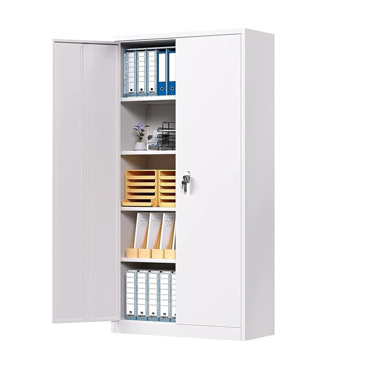 Metal Office garage storage cabinet steel cabinet with 2 doors and 4 shelves