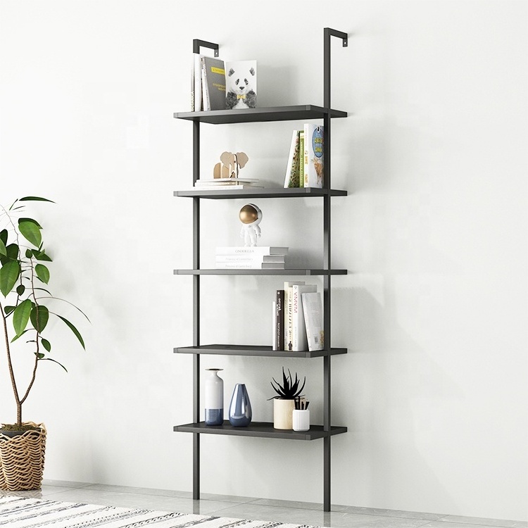 apartment furniture 2-Shelf Modern Bookcase Open Wall Mount Ladder Bookshelf with desk table