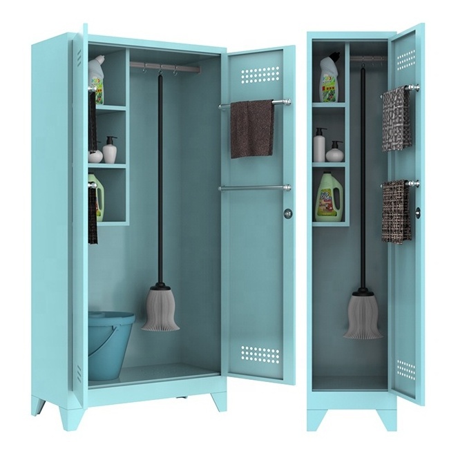 Steel cleaning cabinet with iron strap lock single - and double-door sanitary mop broom cabinet cleaning storage cabinet