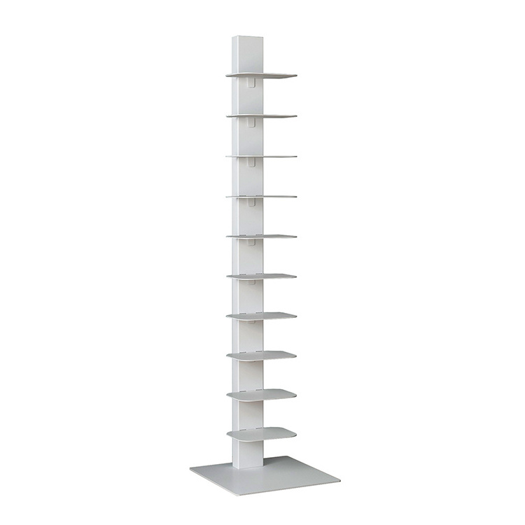 Tall Wall Book Tower Spine Vertical Bookshelf with 11 Storage Shelves