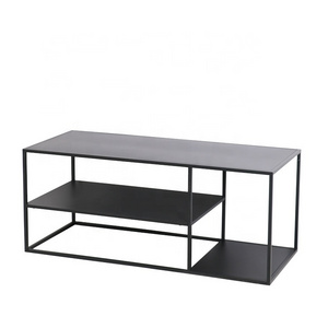 Living Room Metal Frame Steel Tube Sofa Corner side Coffee Table Tea Table With shelf design