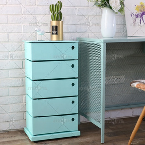 Multifunction colorful sofa side table 5-Bin Storage Tower drawers mobile pedestal cabinet with wheels