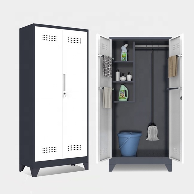 Steel cleaning cabinet with iron strap lock single - and double-door sanitary mop broom cabinet cleaning storage cabinet