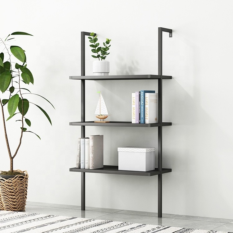 apartment furniture 2-Shelf Modern Bookcase Open Wall Mount Ladder Bookshelf with desk table