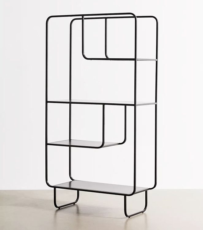 new arrival Metal Bookshelf Steel Curved Tube Book Shelves Modern Tall Thin Decoration Bookshelf Home Office Bookcase