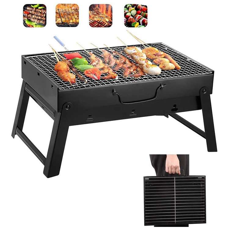 Portable Charcoal Grill Foldable Steel Tabletop BBQ Grill Small Lightweight Barbecue Grill for Outdoor Camping Picnics Cooking