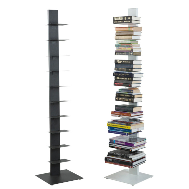 Living Room 10 Tier Book Storage Display Unit Shelf Rack Metal Bookshelf Sapiens Bookcase Tower