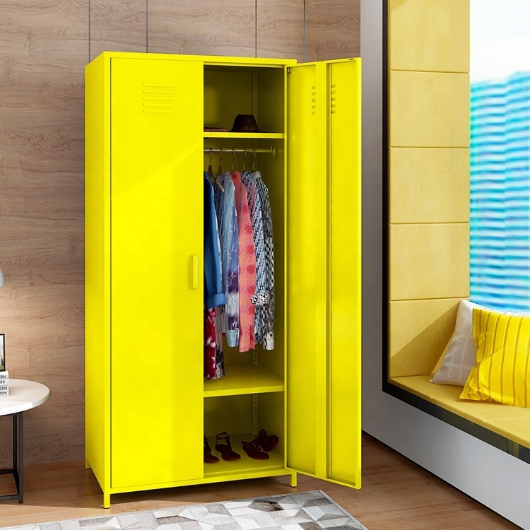 Simple Design 2 Door Steel Wardrobe Cupboard For Clothes