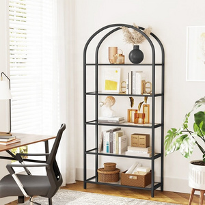 Black Gold Steel Corner Display Shelf Arched Top Bookcase Home Living Room Furniture Book Display Storage Bookshelf Design