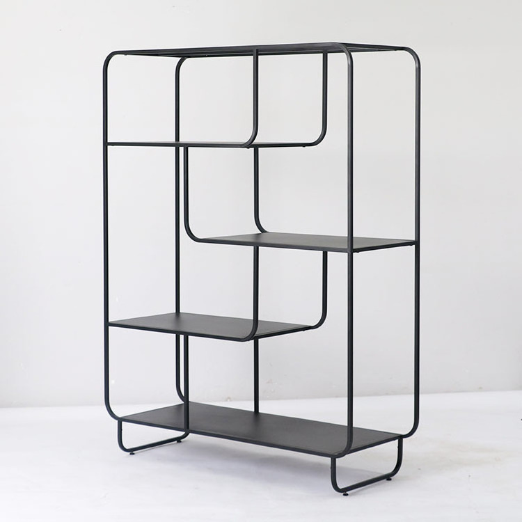 Home Furniture Curved Rack Display Bookshelf Open Cube Corner Book Shelf Steel Bookcase