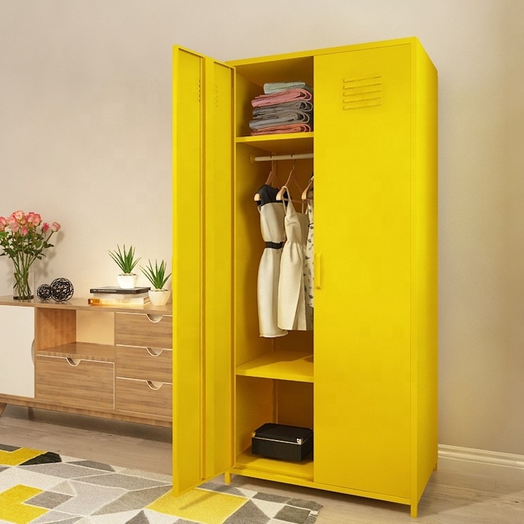 Simple Design 2 Door Steel Wardrobe Cupboard For Clothes