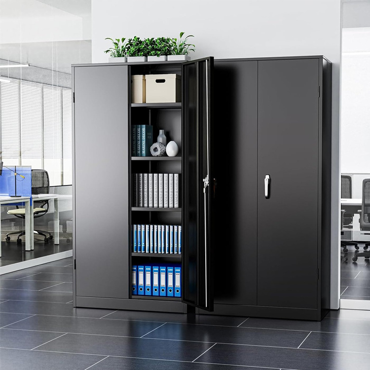 Metal Office garage storage cabinet steel cabinet with 2 doors and 4 shelves