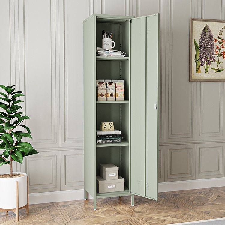 Bedroom Living Room Furniture High Quality Single Door Metal Locker Storage Cabinet With Adjustable Shelves