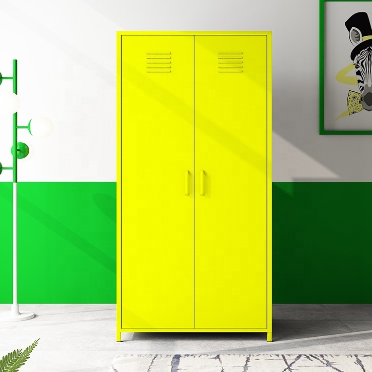 Simple Design 2 Door Steel Wardrobe Cupboard For Clothes