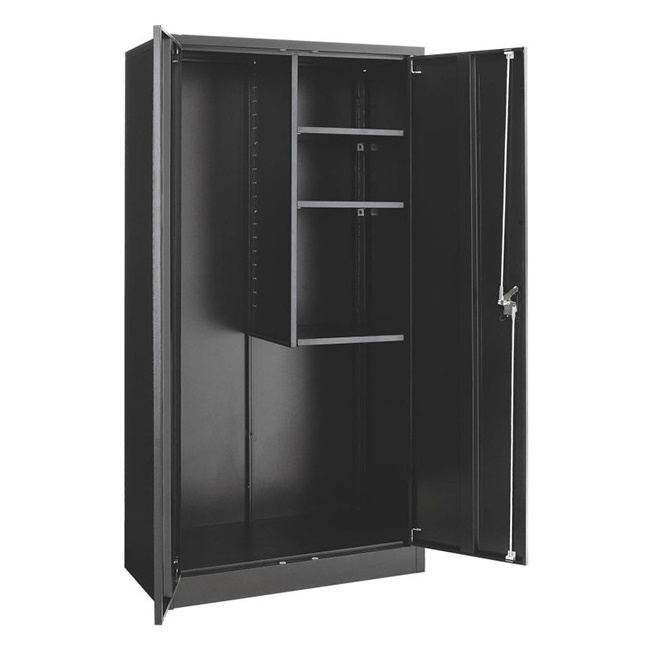 Balcony outdoor lockable broom storage cabinet 2 doors 4 shelves garden tool patio steel metal cupboard cleaning locker