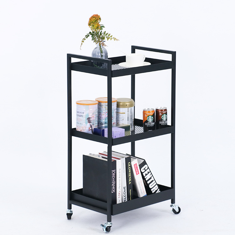 Steel 3-tier Rolling Storage Cart With Wheels Office Home Kitchen Organizer Shelf Storage Cart