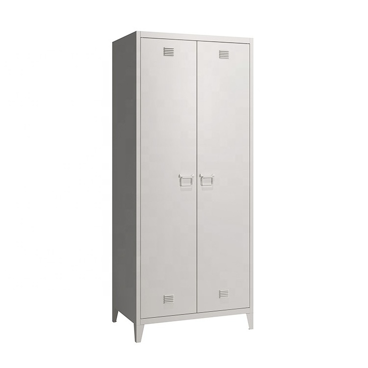 Lving Room Bedroom Furniture Double Door Storage Cabinet Metal Locker Steel Cloth Armoire Wardrobe Garderobe Manufacturer