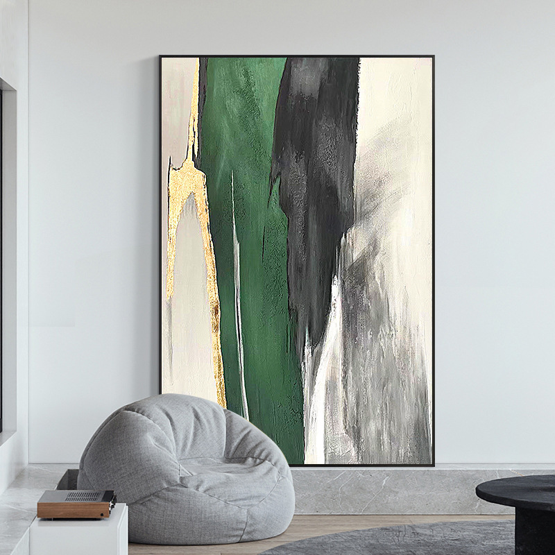 YUCHONG Customized 100% Hand Painted Abstract Oil Painting On Canvas Green Black Color Oil Painting Handmade Art Picture