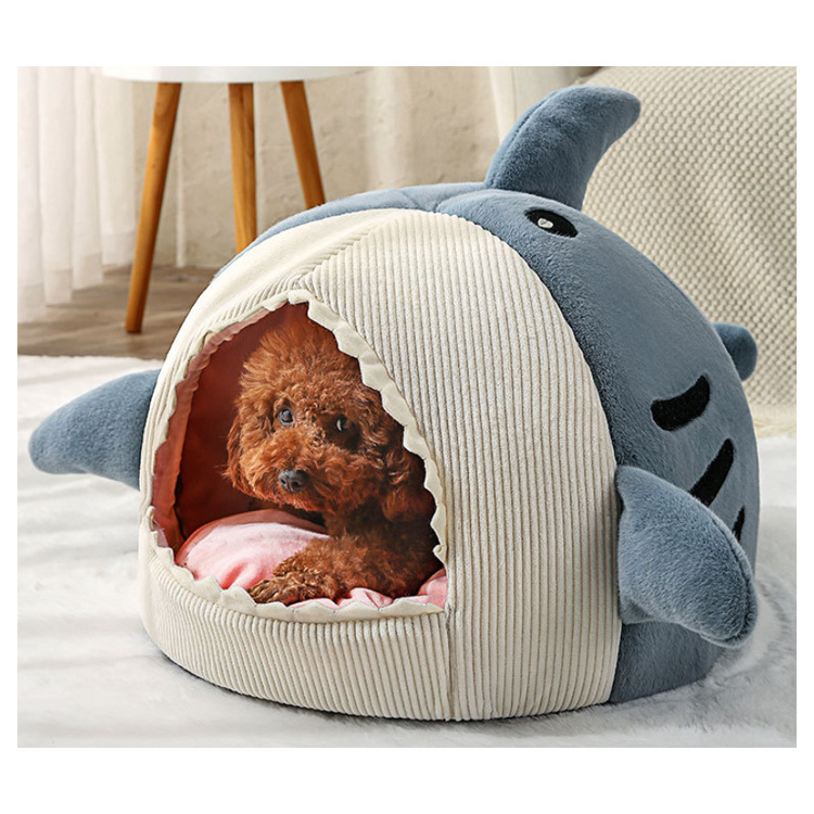 Wholesale Washable Dog Cat Bed Sweet Cat Bed Warm Pet Basket Shark Shape Bed For Cats