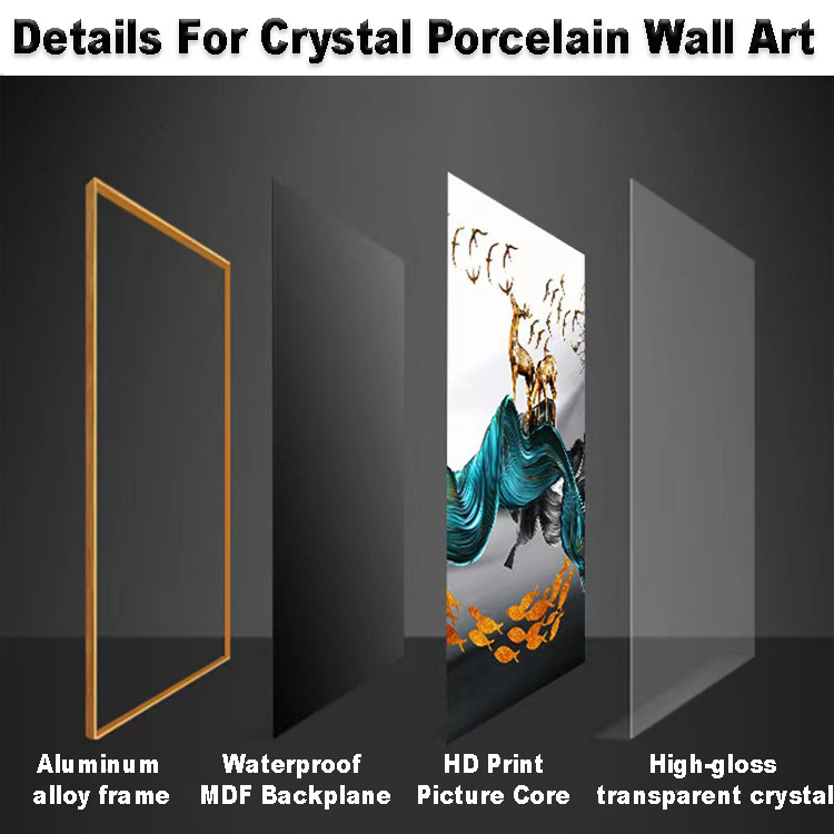 3D Effect Crystal Porcelain Painting Rose Floral Picture Wall Poster Home Accessories Decoration