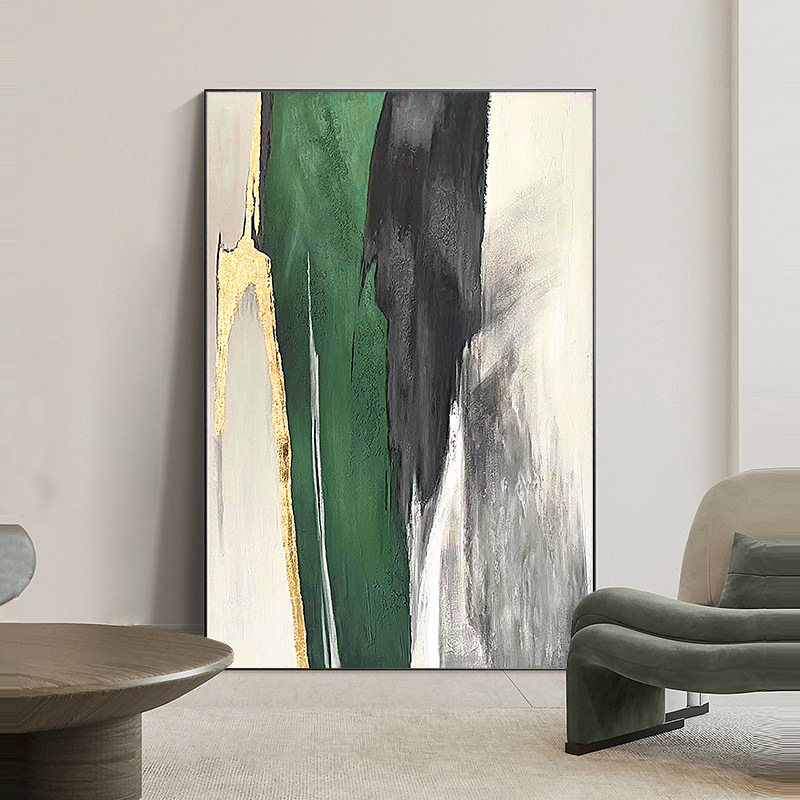 YUCHONG Customized 100% Hand Painted Abstract Oil Painting On Canvas Green Black Color Oil Painting Handmade Art Picture