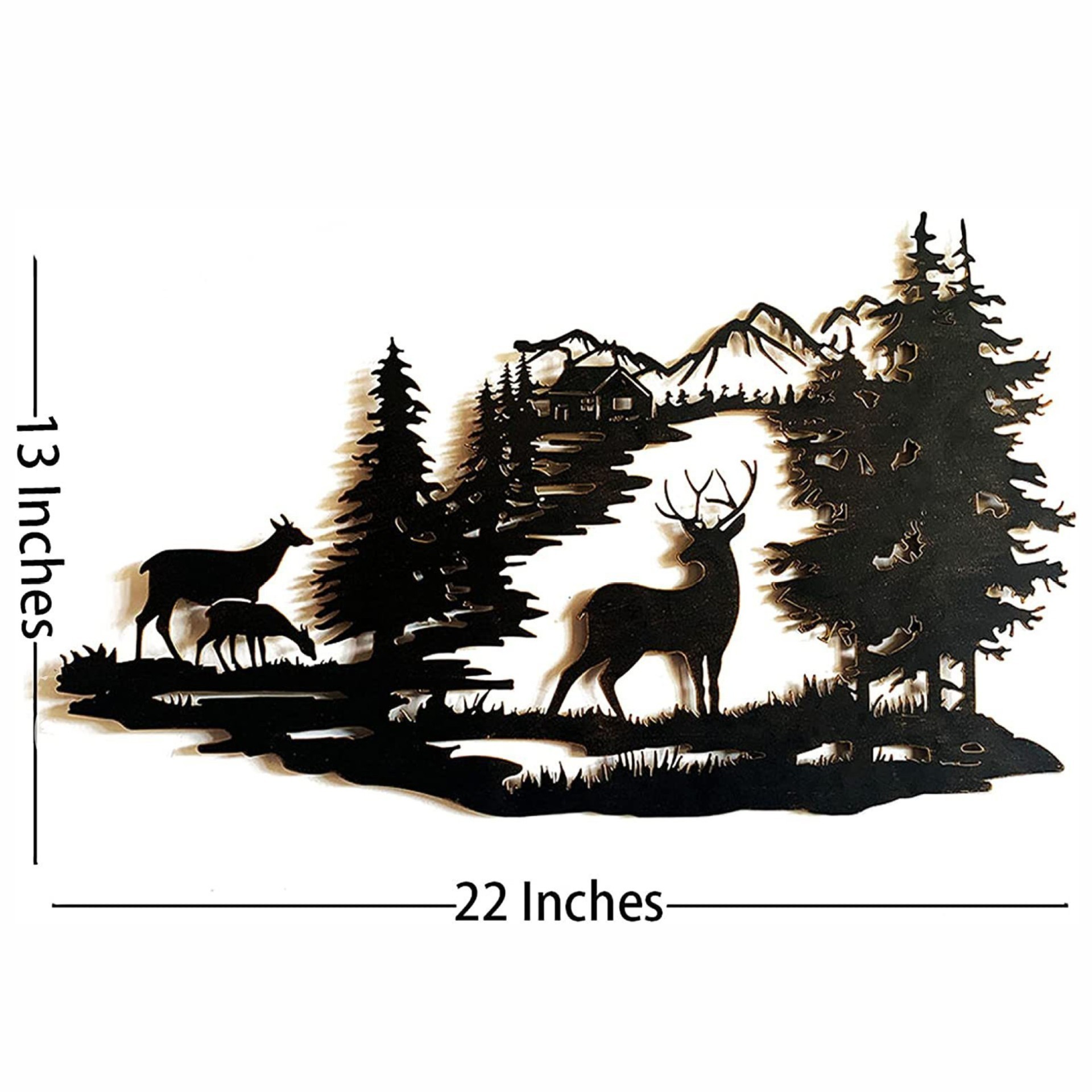 Home Indoor Outdoor Decoration Black Animal Deer Metal Wall Art Mountain And Forest Metal Wall Decor