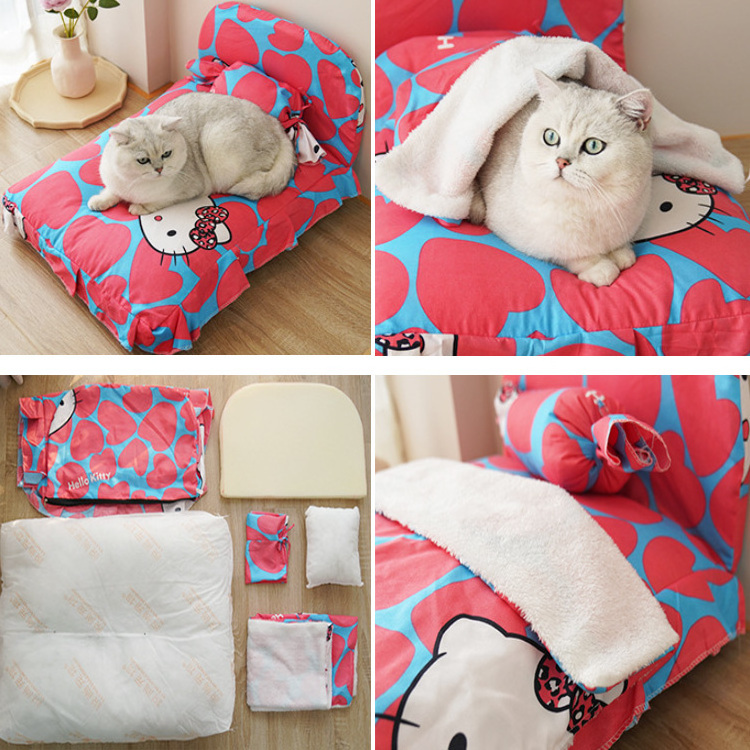 Cat Bed Wooden Luxury Big Sofa Novelty Princess House Cat Dog Pet Bed Couch