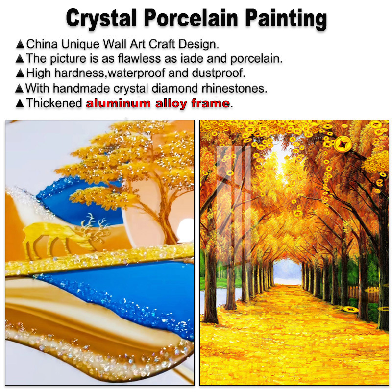 3D Effect Crystal Porcelain Painting Rose Floral Picture Wall Poster Home Accessories Decoration