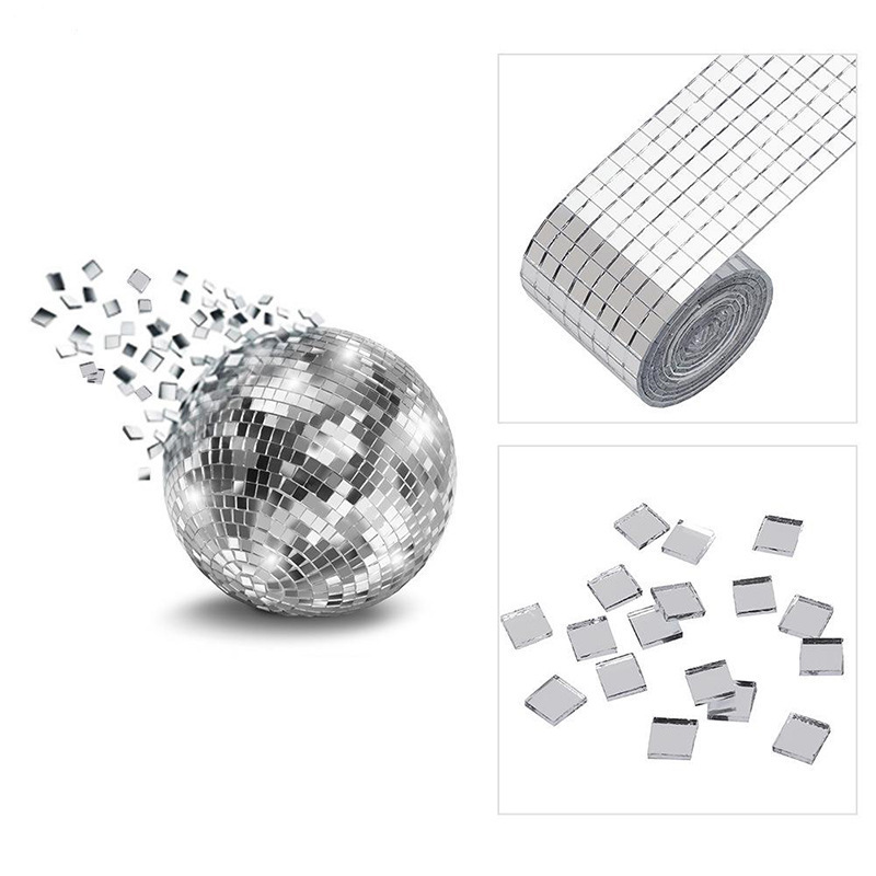 Diy Craft Decoration Disco Ball Mirror Sticker Silver Rose Gold Self-Adhesive Mosaic Tiles Small Square Mirror Tiles Sticker